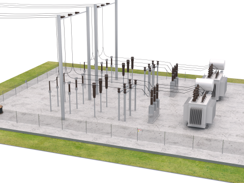 Subestación Eléctrica v2 Modelo 3D