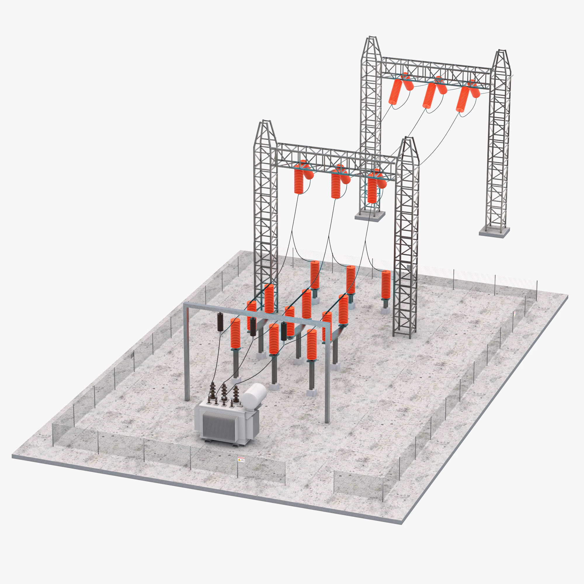 Sottostazione elettrica v3 Modello 3D .c4d .max .obj .3ds .fbx .stl .blend 
