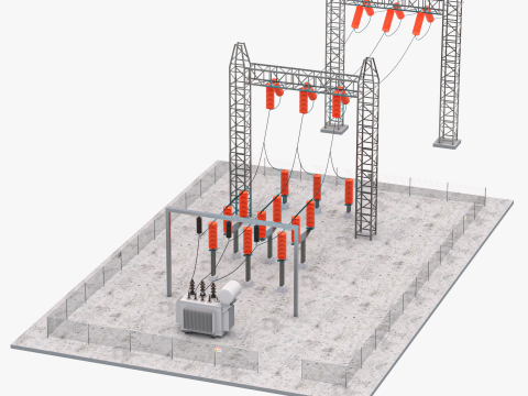 विद्युत सबस्टेशन v3 3D मॉडल