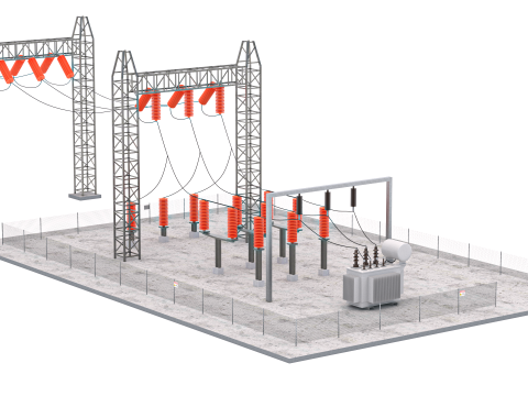 Podstacja elektryczna v3 Model 3D