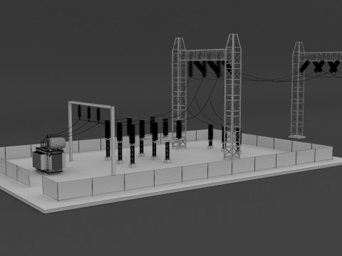 Podstacja elektryczna v3 Model 3D