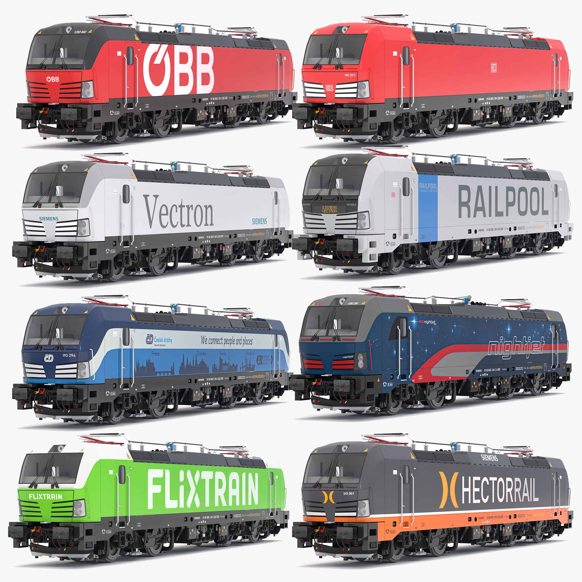 Siemens Vectron Collection 1 3D Model .c4d .max .obj .3ds .fbx .stl .blend 