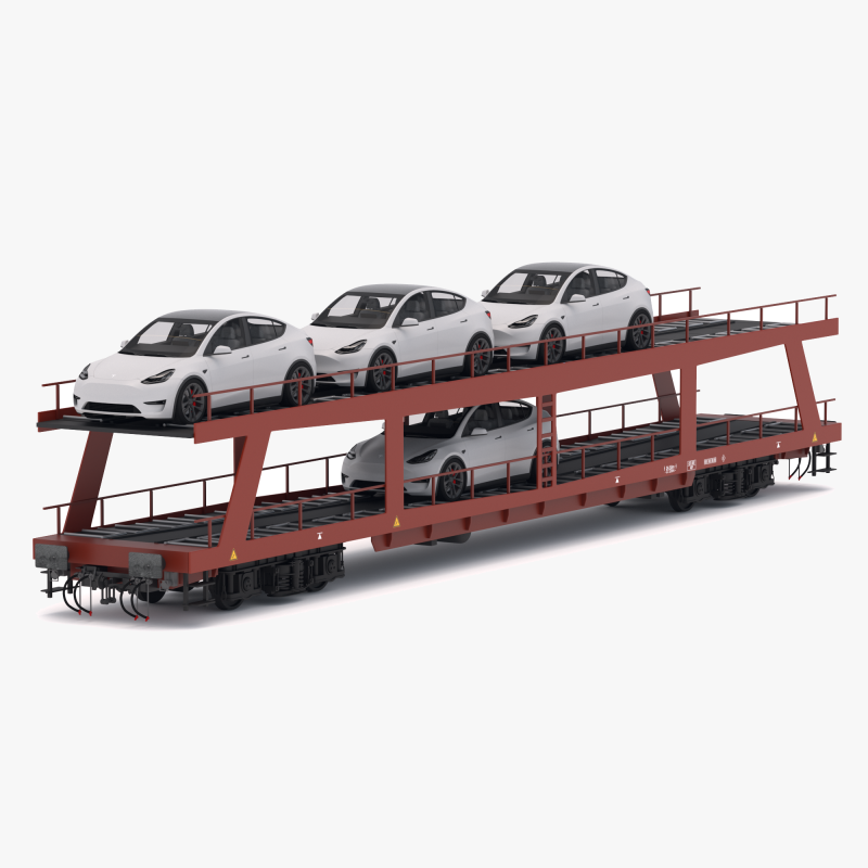 Autorack Car Transporter e Tesla Y Modelo 3D .c4d .max .obj .3ds .fbx .stl .blend 