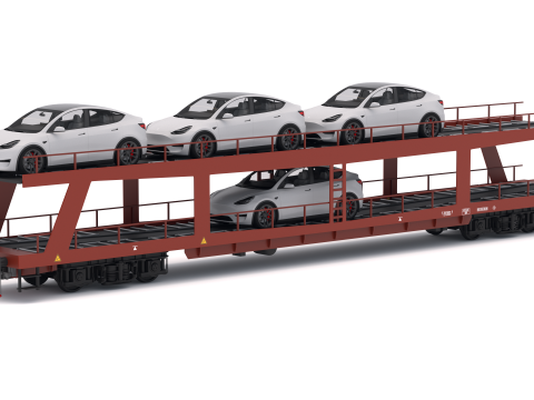Autorack Car Transporter e Tesla Y Modelo 3D