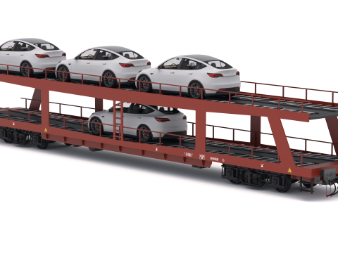 Autorack Car Transporter e Tesla Y Modelo 3D