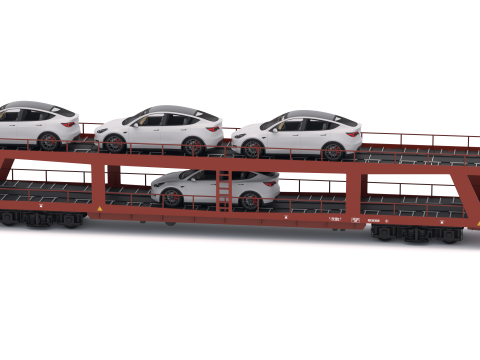 Autorack Car Transporter e Tesla Y Modelo 3D