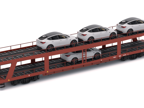 Autorack Car Transporter e Tesla Y Modelo 3D