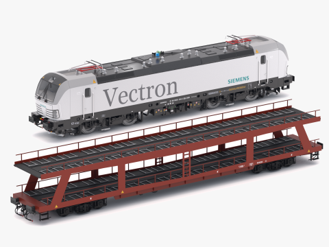 Autorack Train и Siemens Vectron Locomotive 3D Модель