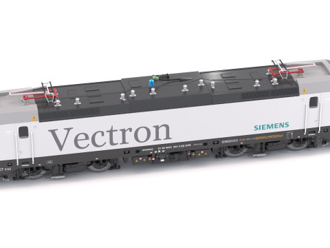 Autorack Train and Siemens Vectron Locomotive 3D Model