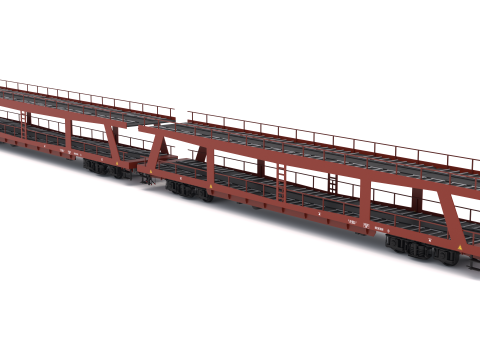 Autorack Train and Siemens Vectron Locomotive 3D Model