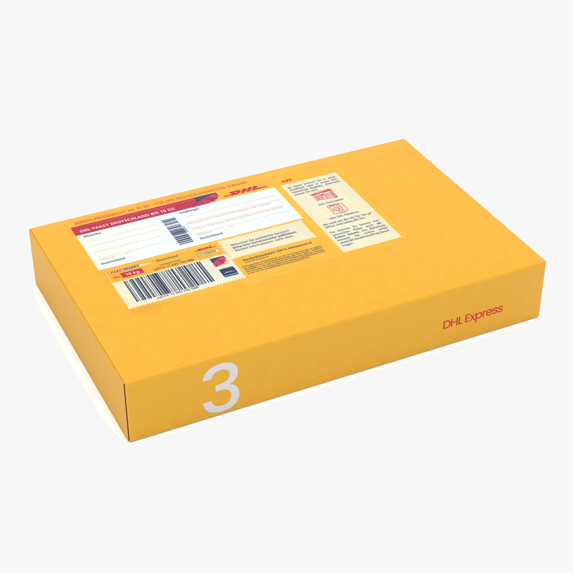 Cardboard Packaging Box DHL 3D Model .c4d .max .obj .3ds .fbx .stl .blend
