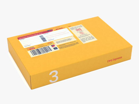 Картонная упаковочная коробка DHL 3D Модель