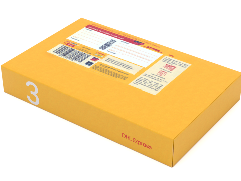 Cardboard Packaging Box DHL 3D Model