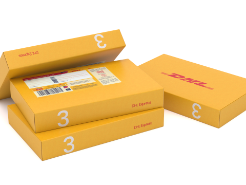Cardboard Packaging Box DHL 3D Model