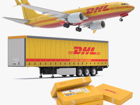 Consegna DHL Semirimorchio Collezione Boeing 737 Modello 3D