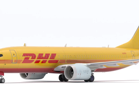 DHL Delivery Semi Trailer Boeing 737 Collection 3D Model