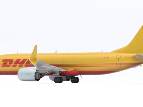 DHL Delivery Semi Trailer Boeing 737 Collection 3D Model