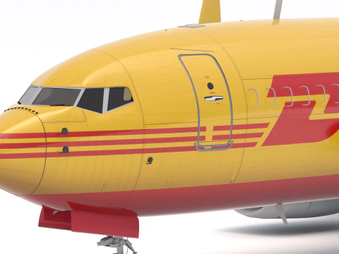 DHL Delivery Semi Trailer Boeing 737 Collection 3D Model