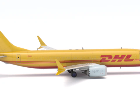 DHL Delivery Semi Trailer Boeing 737 Collection 3D Model