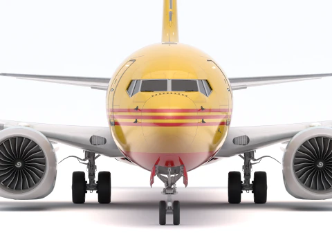 DHL Delivery Semi Trailer Boeing 737 Collection 3D Model