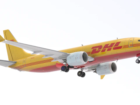 DHL Delivery Semi Trailer Boeing 737 Collection 3D Model