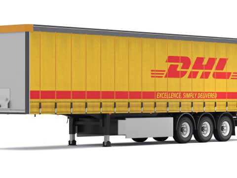 DHL Delivery Semi Trailer Boeing 737 Collection 3D Model