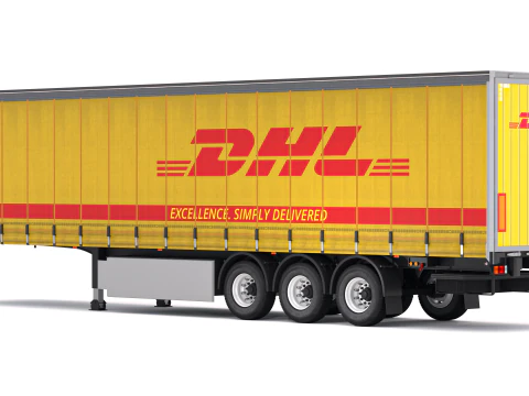 DHL Delivery Semi Trailer Boeing 737 Collection 3D Model