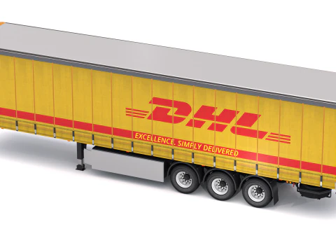 DHL Delivery Semi Trailer Boeing 737 Collection 3D Model