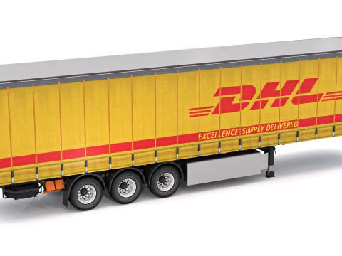 DHL Delivery Semi Trailer Boeing 737 Collection 3D Model