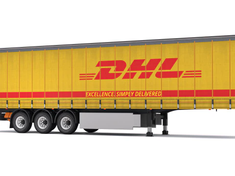 DHL Delivery Semi Trailer Boeing 737 Collection 3D Model