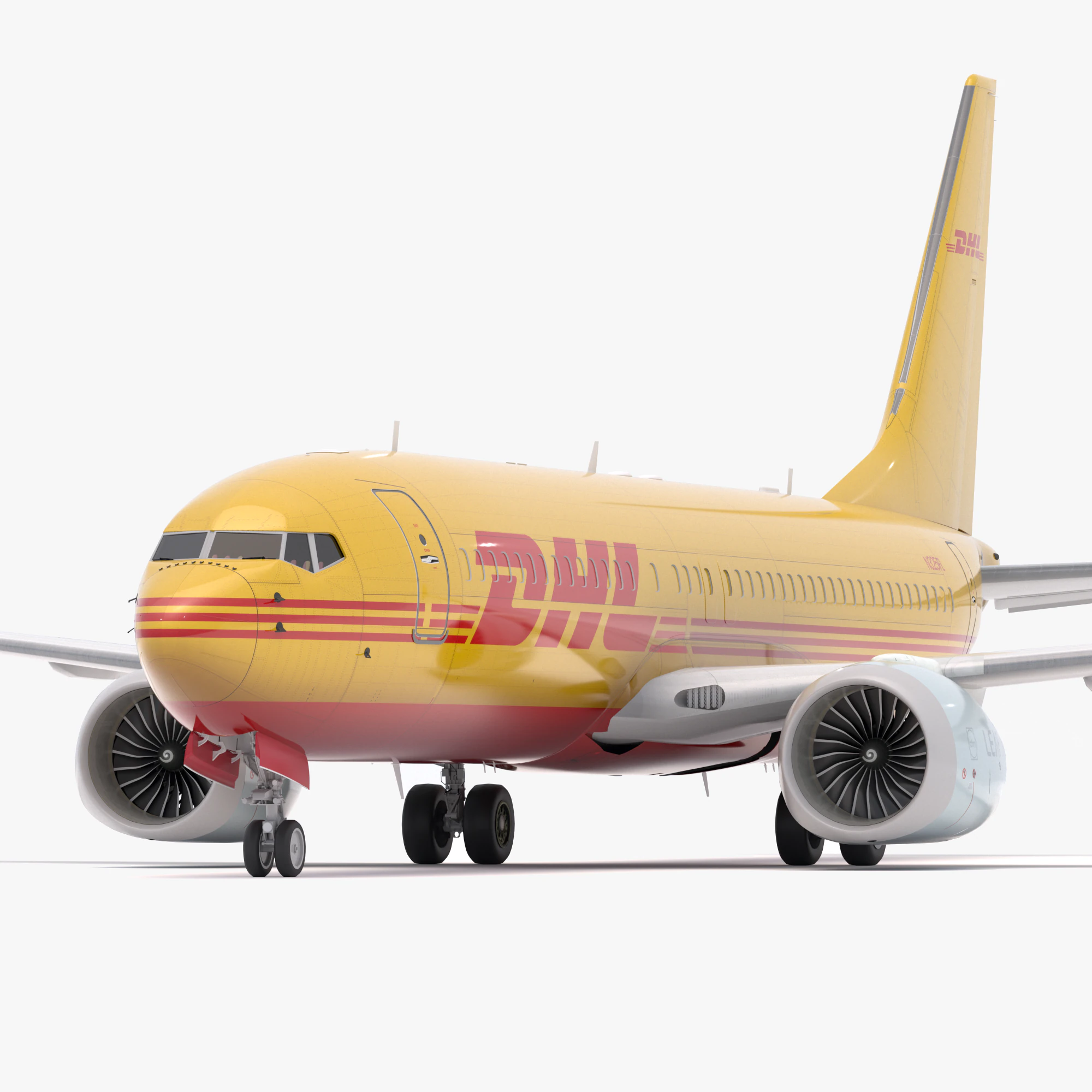 Boeing 737-800 MAX DHL 3D Model .c4d .max .obj .3ds .fbx .stl .blend