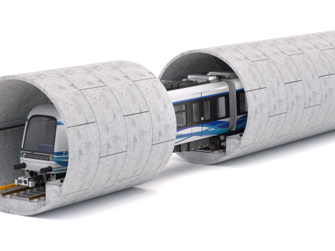 Hitachi Demiryolu Tünelli Sürücüsüz Metro Selanik 3D Model