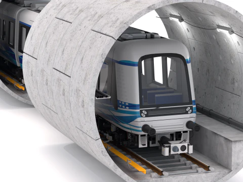 Hitachi Rail Driverless Metro Thessaloniki with Tunnel 3D Model
