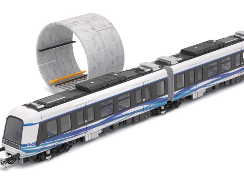 Hitachi Rail Driverless Metro Thessaloniki with Tunnel 3D Model