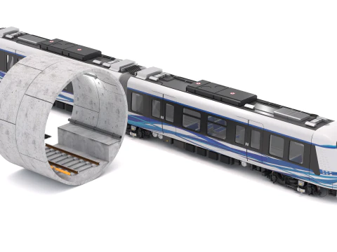Hitachi Rail Driverless Metro Thessaloniki with Tunnel 3D Model