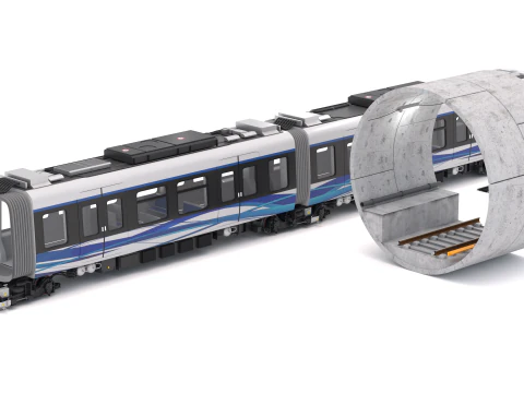Hitachi Rail Driverless Metro Thessaloniki with Tunnel 3D Model