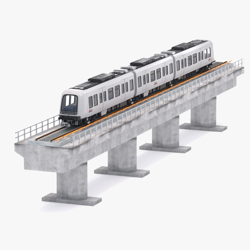 Hitachi Rail Беспилотное метро Копенгагена с железнодорожным мостом 3D Модель .c4d .max .obj .3ds .fbx .stl .blend