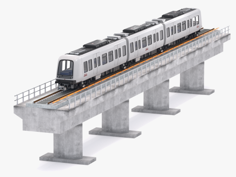 Hitachi Rail Беспилотное метро Копенгагена с железнодорожным мостом 3D Модель