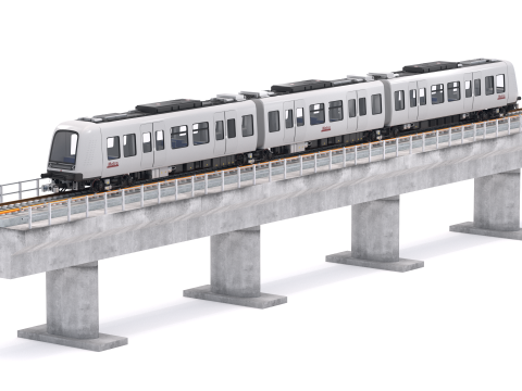 Hitachi Rail Беспилотное метро Копенгагена с железнодорожным мостом 3D Модель