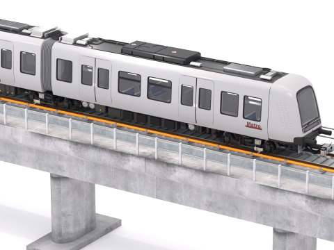 Hitachi Rail Беспилотное метро Копенгагена с железнодорожным мостом 3D Модель