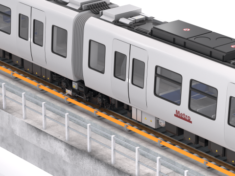 Hitachi Rail Беспилотное метро Копенгагена с железнодорожным мостом 3D Модель