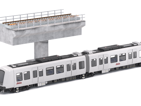 Hitachi Rail Беспилотное метро Копенгагена с железнодорожным мостом 3D Модель