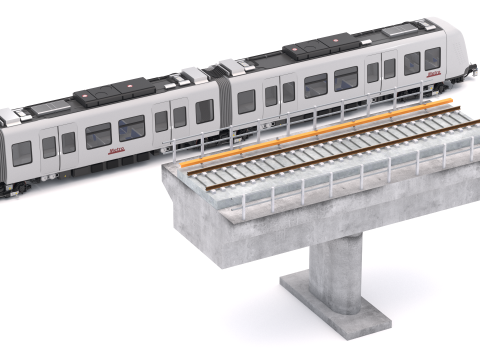 Hitachi Rail Беспилотное метро Копенгагена с железнодорожным мостом 3D Модель