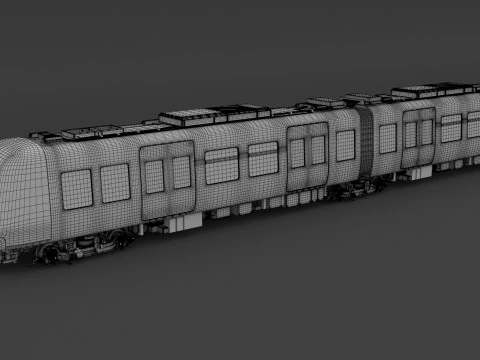 रेलवे ब्रिज के साथ हिताची रेल चालक रहित मेट्रो कोपेनहेगन 3D मॉडल