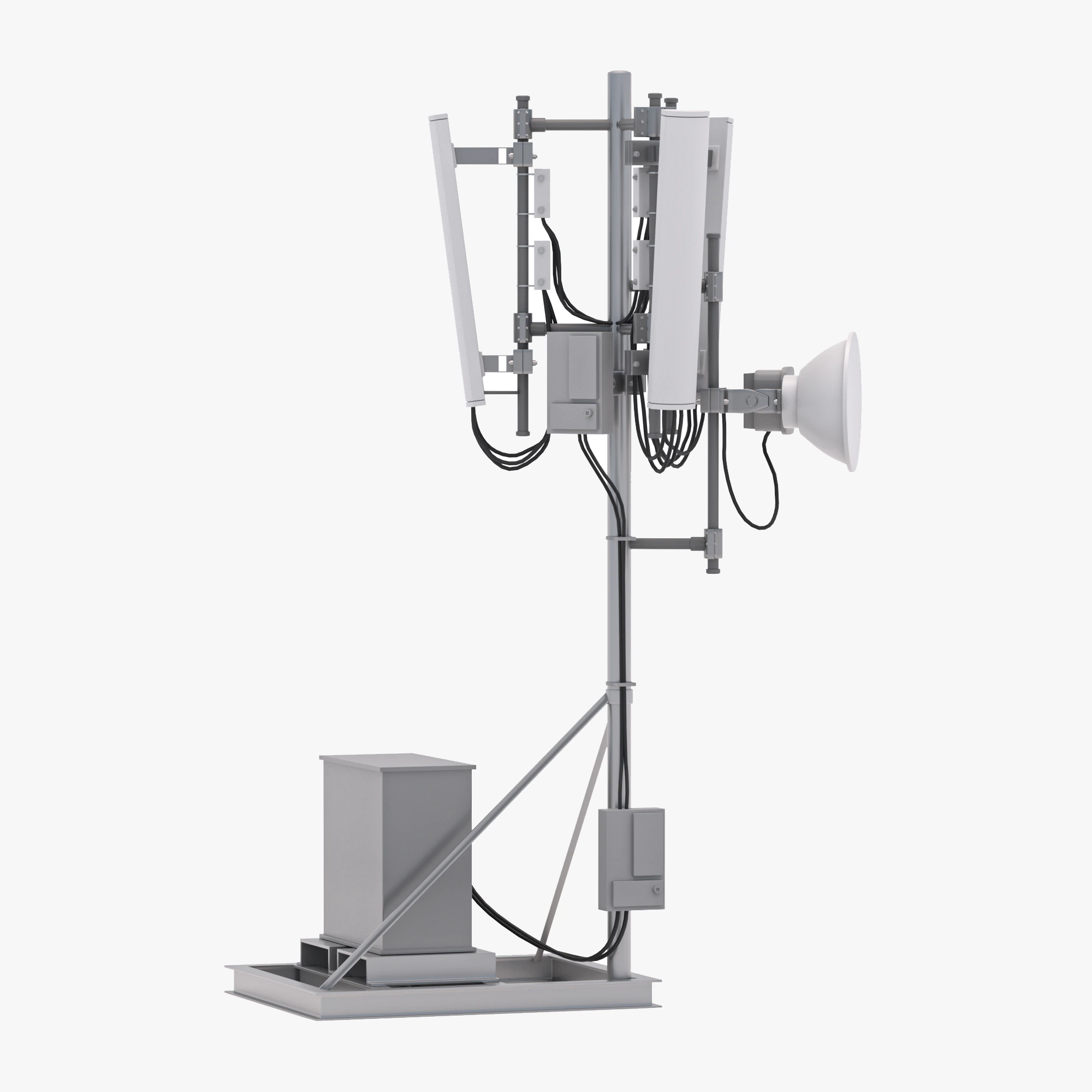 Roof Cell Phone Tower 3 3D Model .c4d .max .obj .3ds .fbx .stl .blend 