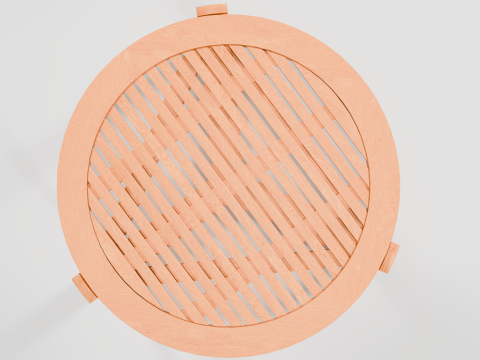 Runder Holztisch für den Außenbereich, moderne Möbel, PBR 2K-Texturen, Low Poly, spielbereit 3D Modell