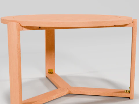 Round Wooden Outdoor Table Modern Furniture PBR 2K Textures Low Poly Game Ready 3D Model
