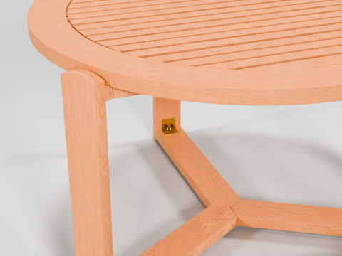 Runder Holztisch für den Außenbereich, moderne Möbel, PBR 2K-Texturen, Low Poly, spielbereit 3D Modell