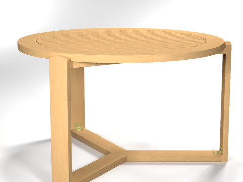 Runder Holztisch für den Außenbereich, moderne Möbel, PBR 2K-Texturen, Low Poly, spielbereit 3D Modell