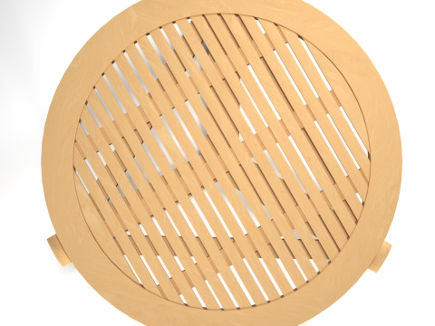 Runder Holztisch für den Außenbereich, moderne Möbel, PBR 2K-Texturen, Low Poly, spielbereit 3D Modell